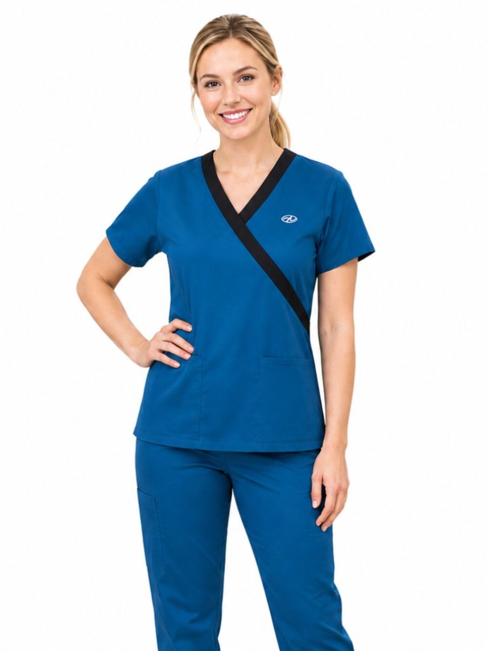 New York Laundry Medics Teal Blue Shortsleeve Scrub Top, S